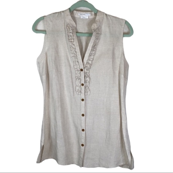 Van Heusen Linen Blend Ruffle Top Size S - Picture 1 of 6